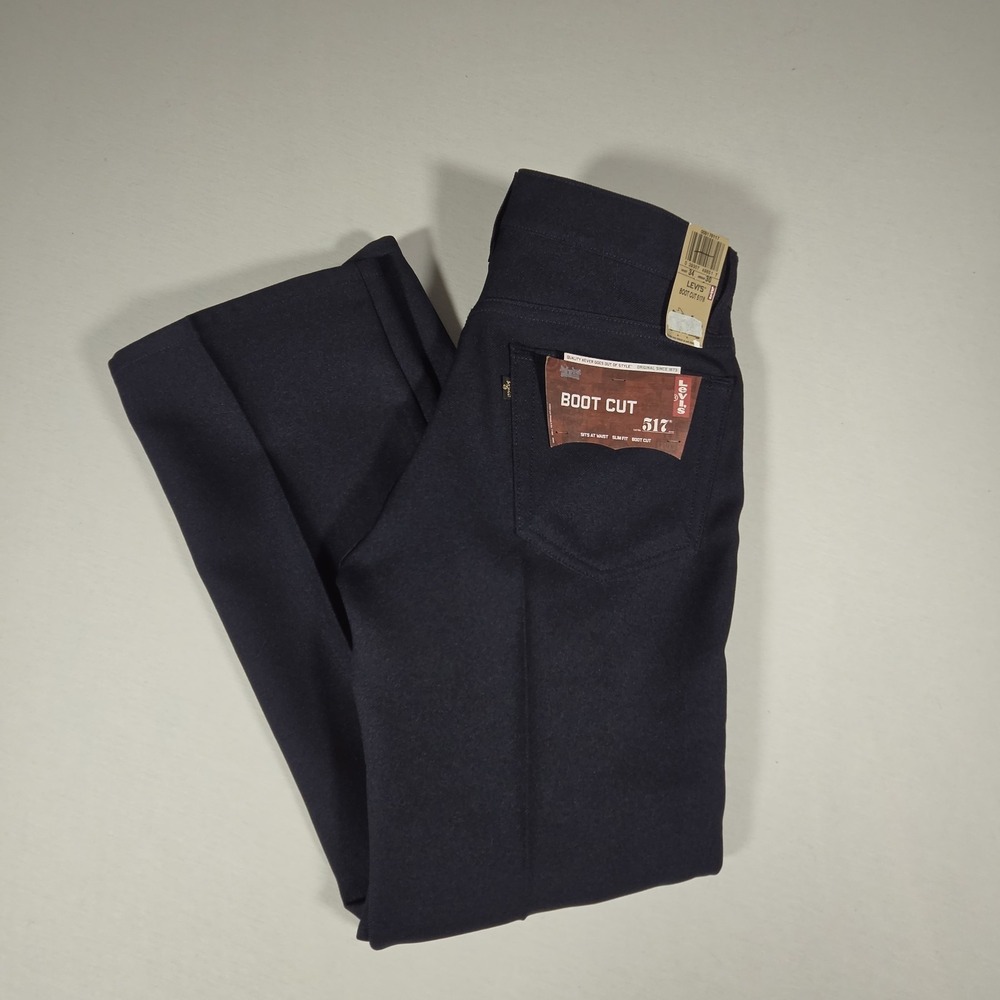 Vintage Levis 517 Polyester Jeans‎ Mens 34x30 Slim Bootcut Deadstock NWT Blue